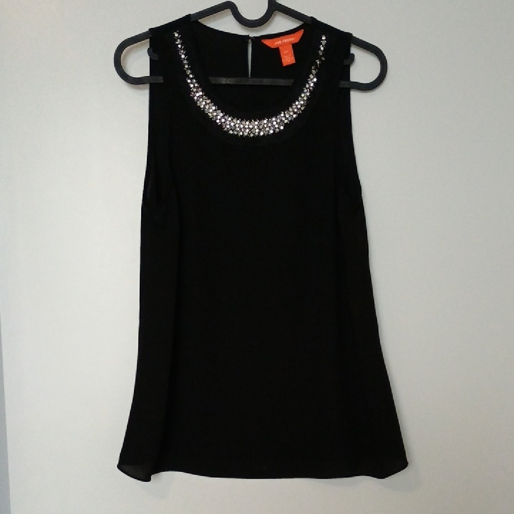 5/$15 Joe Fresh Black Sleeveless Blouse with Sparkling Neckline S